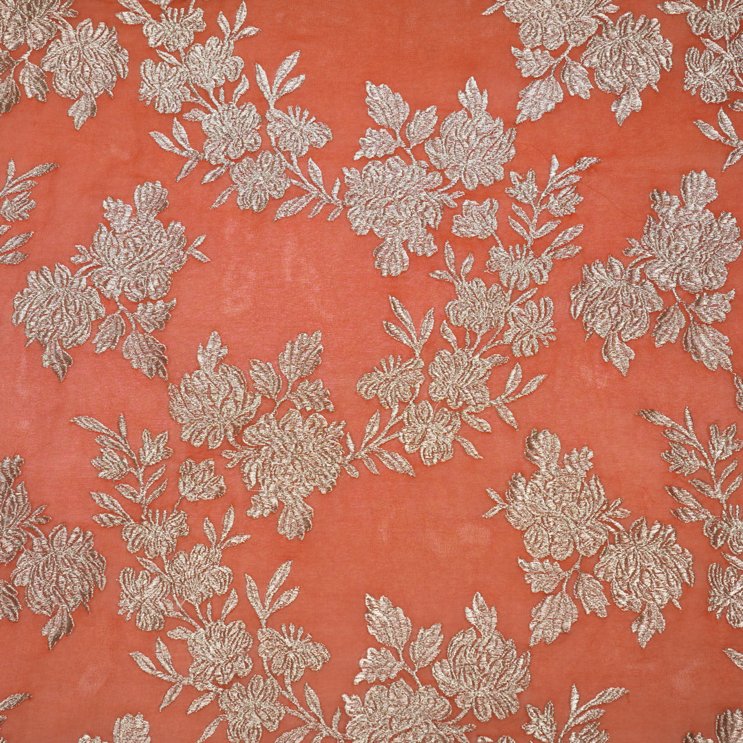 Amreen Jaal on Rust Semi Georgette Embroidered Fabric