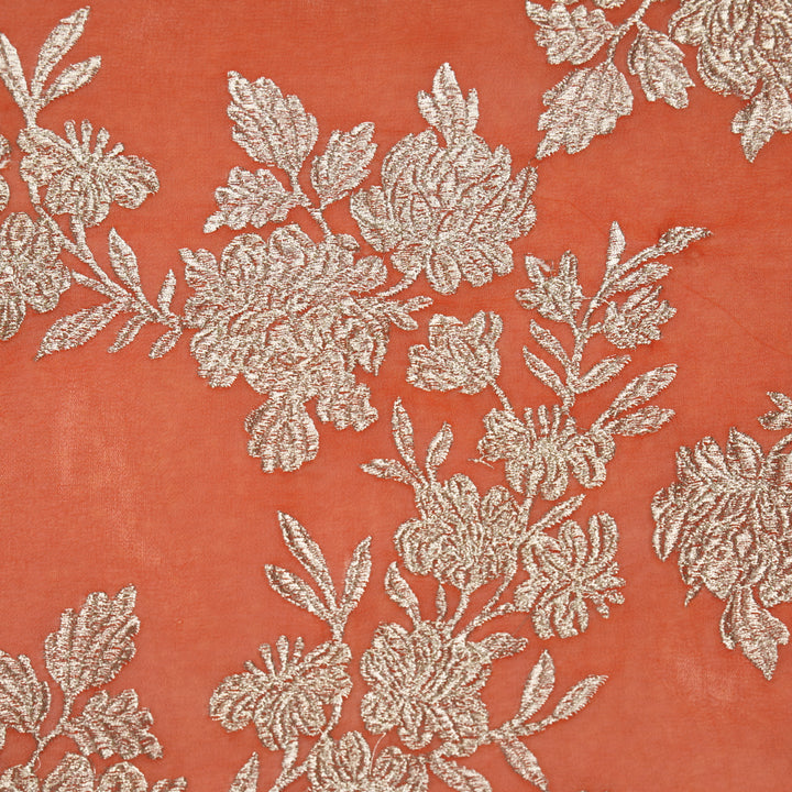 Amreen Jaal on Rust Semi Georgette Embroidered Fabric