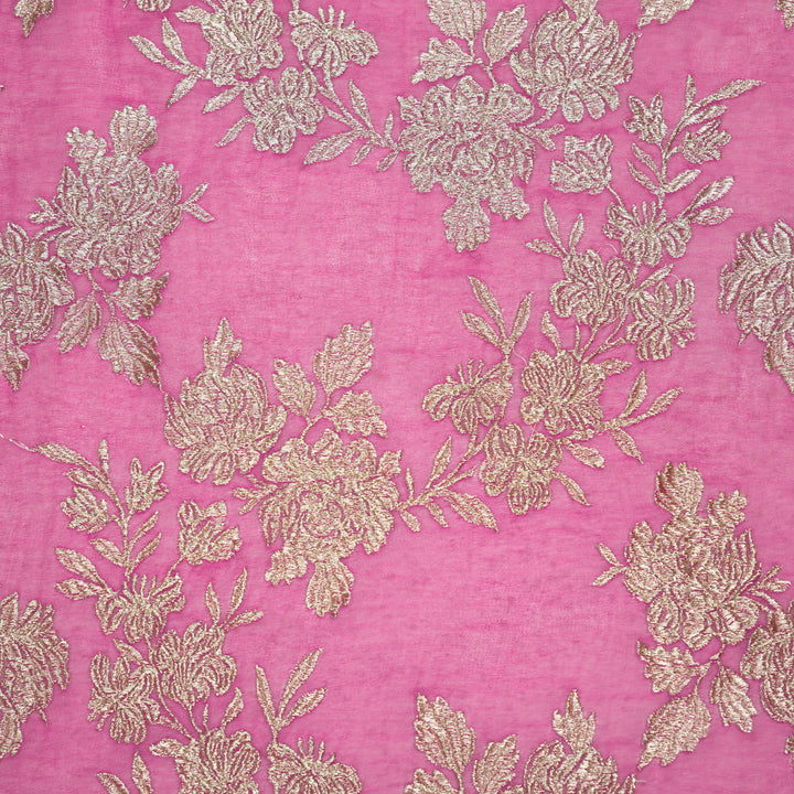 Fuxia Semi Georgette Amreen Jaal Embroidered Fabric