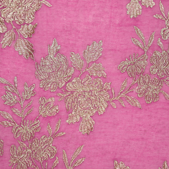 Amreen Jaal on Fuxia Semi Georgette Embroidered Fabric