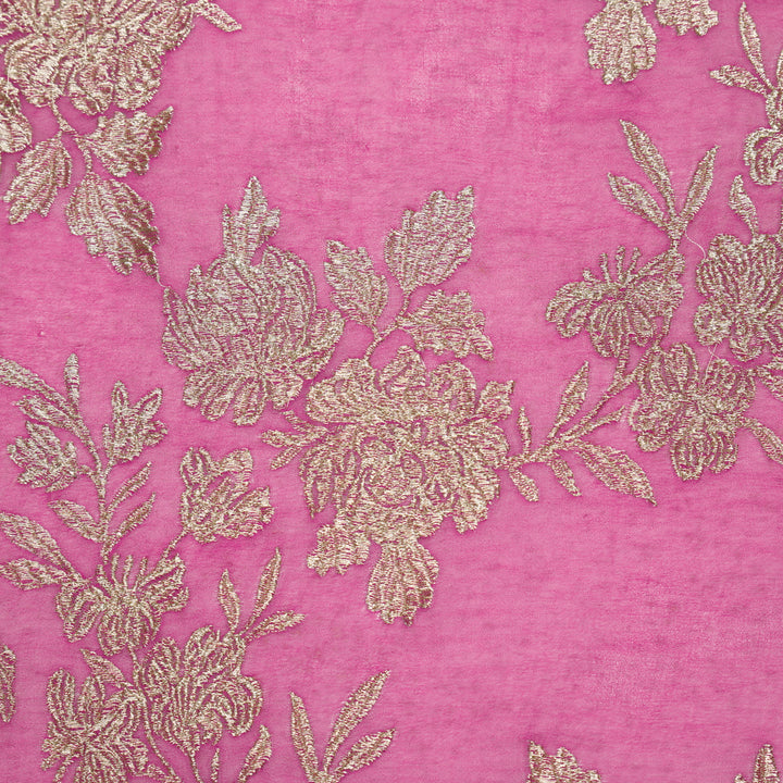 Fuxia Semi Georgette Amreen Jaal Embroidered Fabric