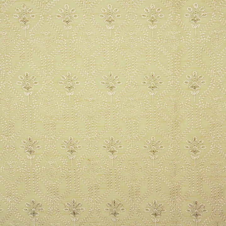 Taraangi Jaal on Cream Dola Silk Embroidered Fabric