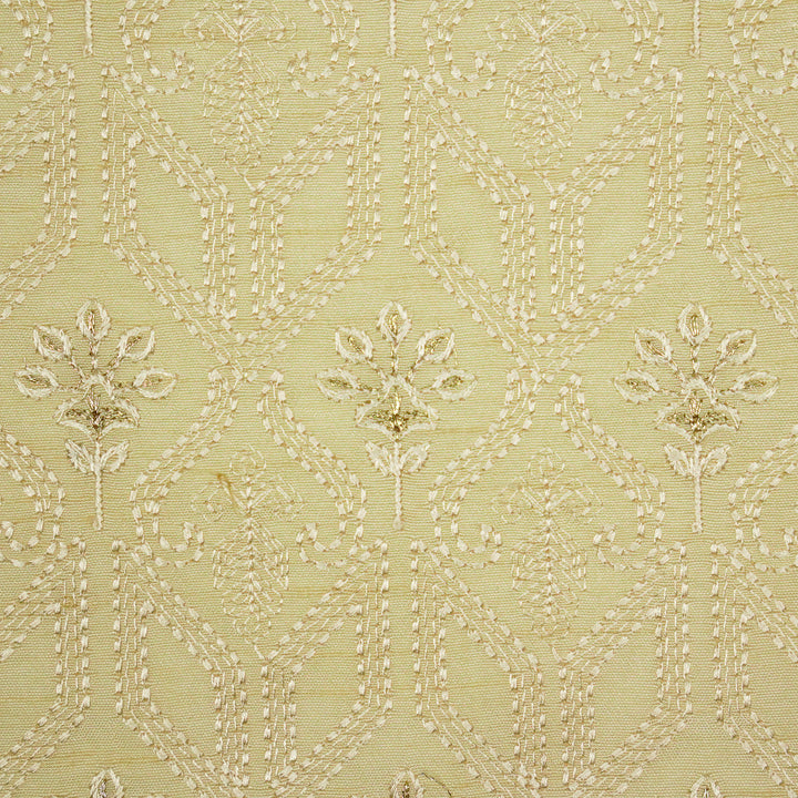 Taraangi Jaal on Cream Dola Silk Embroidered Fabric