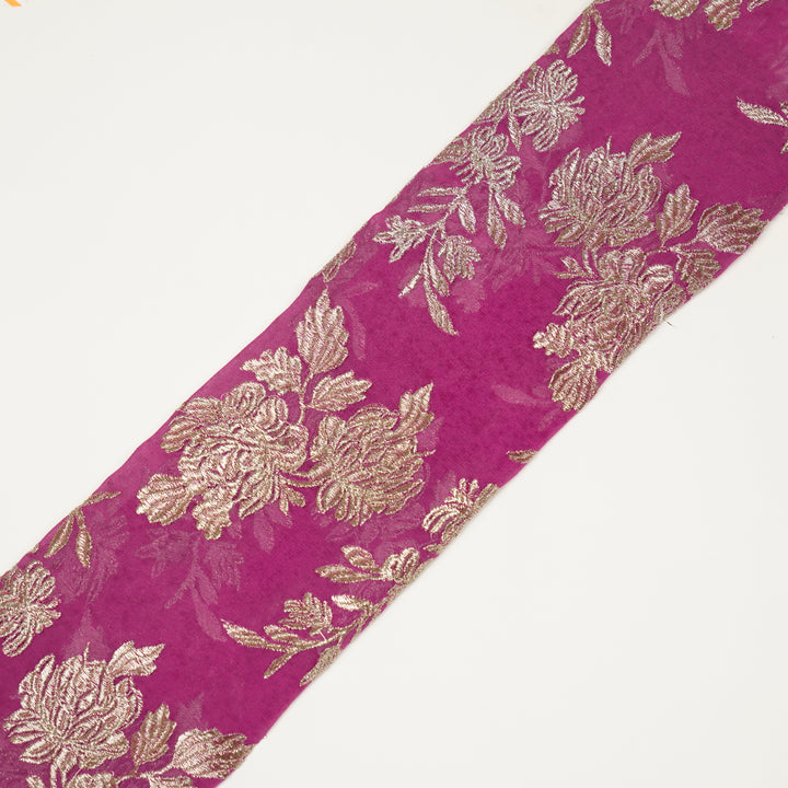 Fuxia Semi Georgette Amreen Jaal Embroidered Fabric