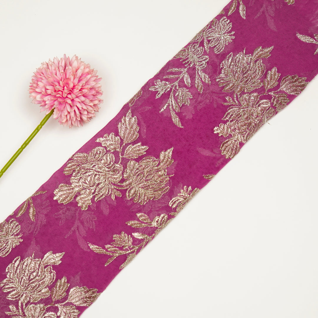 Fuxia Semi Georgette Amreen Jaal Embroidered Fabric