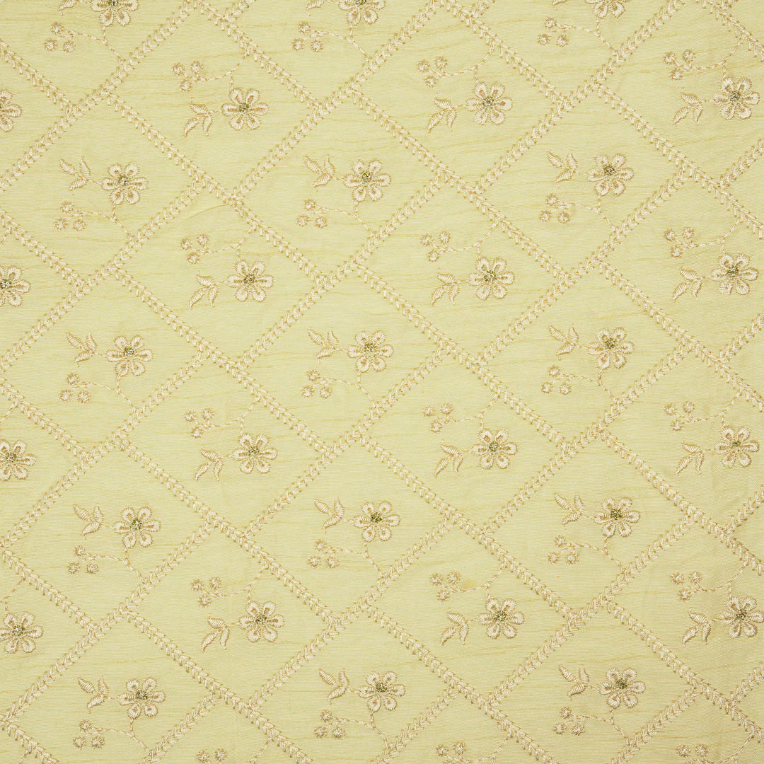 Gulzar Jaal on Cream Dola Silk Embroidered Fabric