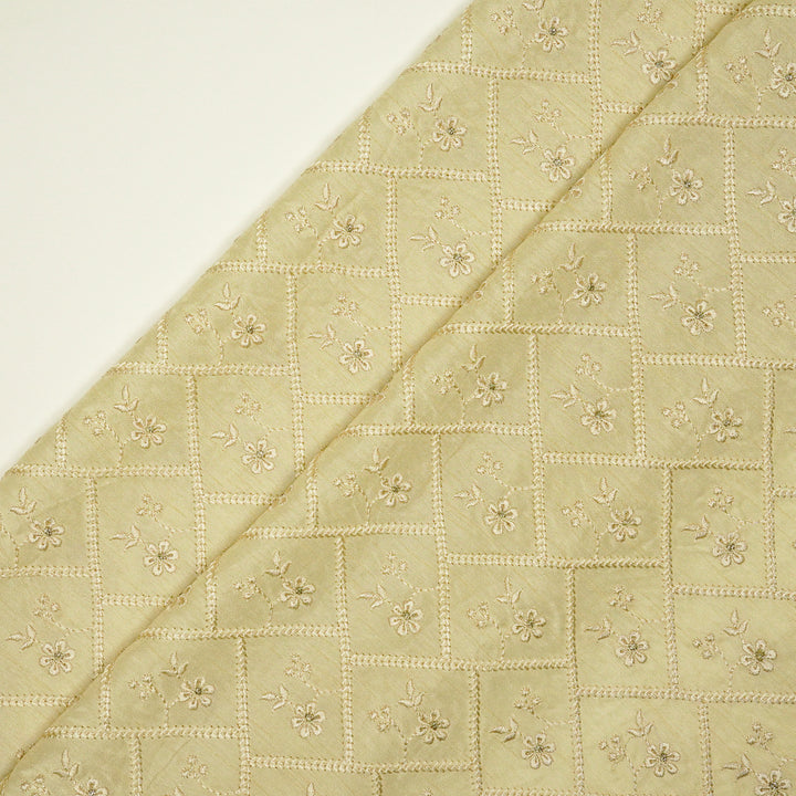 Gulzar Jaal on Cream Dola Silk Embroidered Fabric