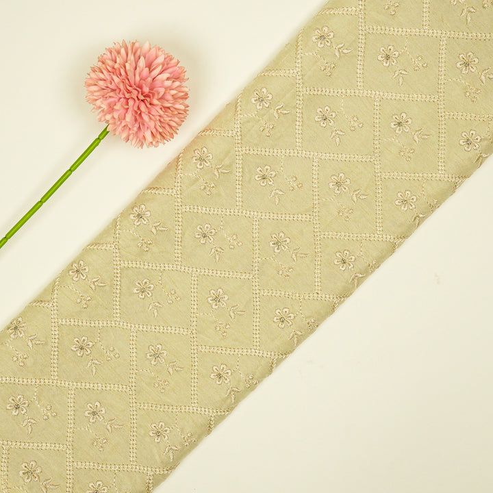 Gulzar Jaal on Cream Dola Silk Embroidered Fabric