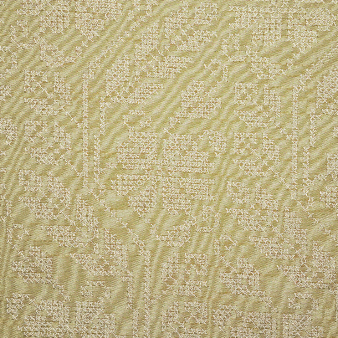 Oorja Jaal on Cream Dola Silk Embroidered Fabric