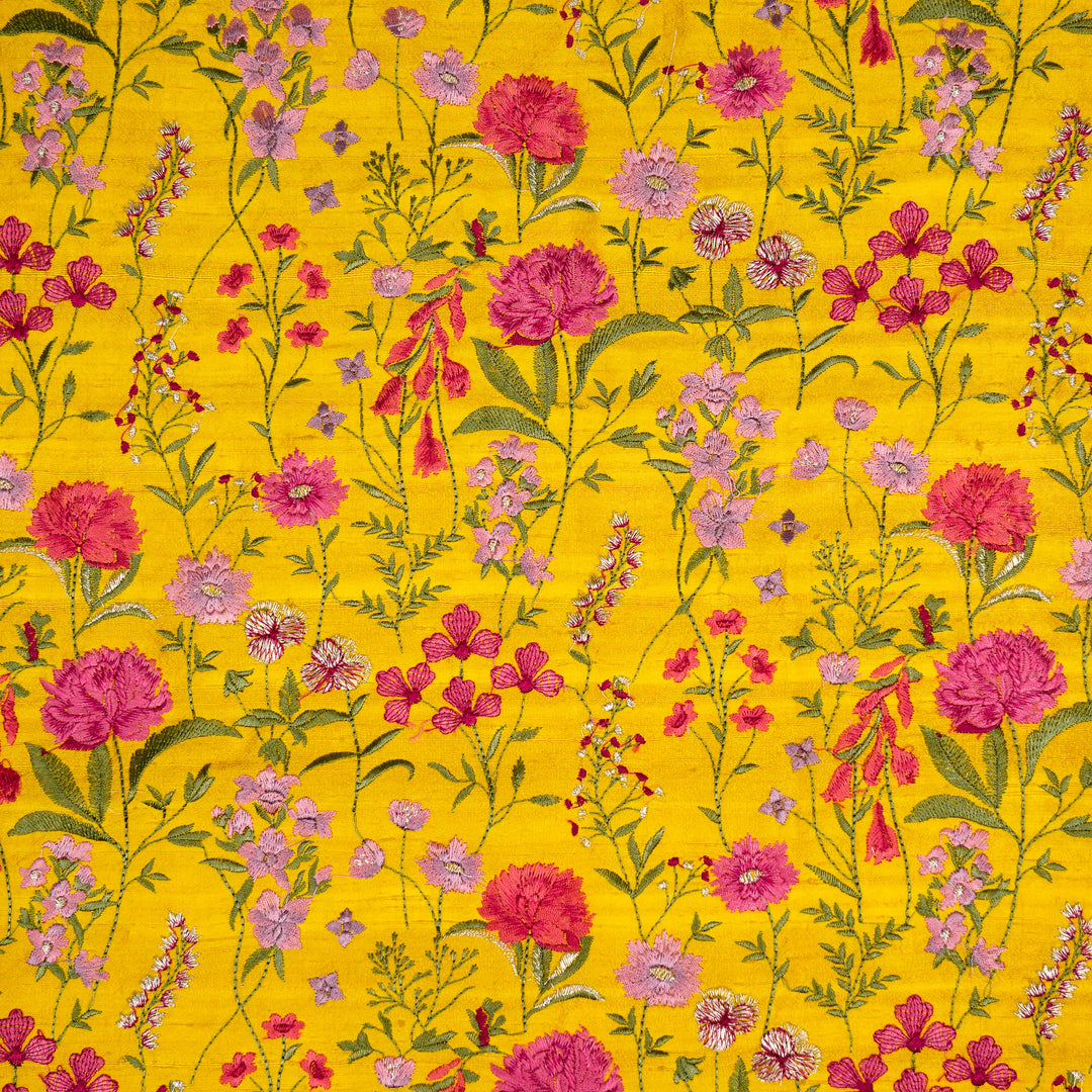 Mehvish Jaal on Gold Raw Silk Embroidered Fabric