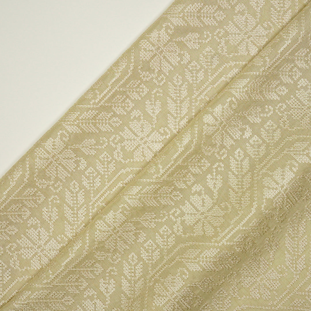 Oorja Jaal on Cream Dola Silk Embroidered Fabric