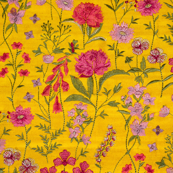 Mehvish Jaal on Gold Raw Silk Embroidered Fabric