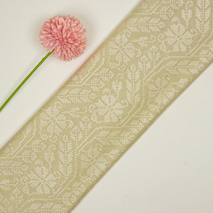 Oorja Jaal on Cream Dola Silk Embroidered Fabric