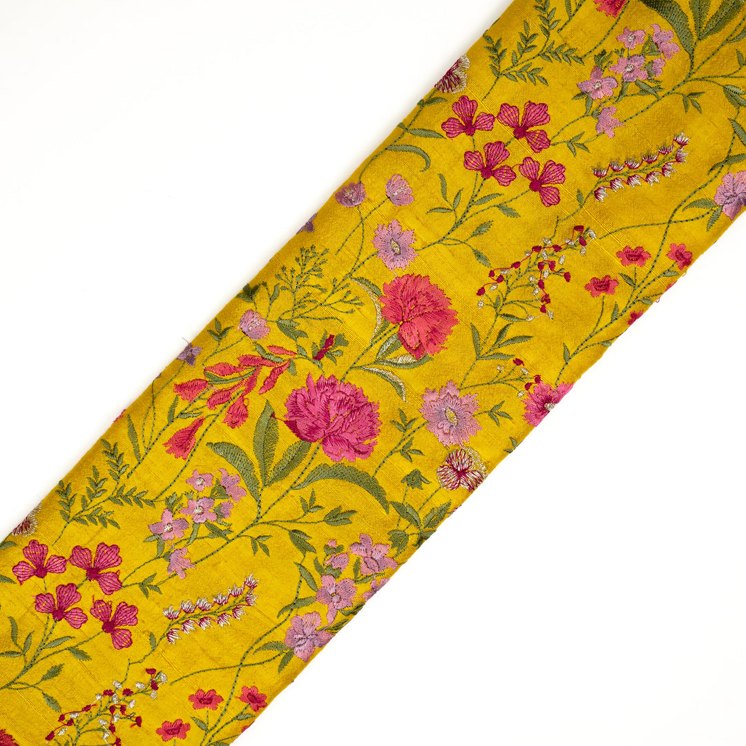 Mehvish Jaal on Gold Raw Silk Embroidered Fabric