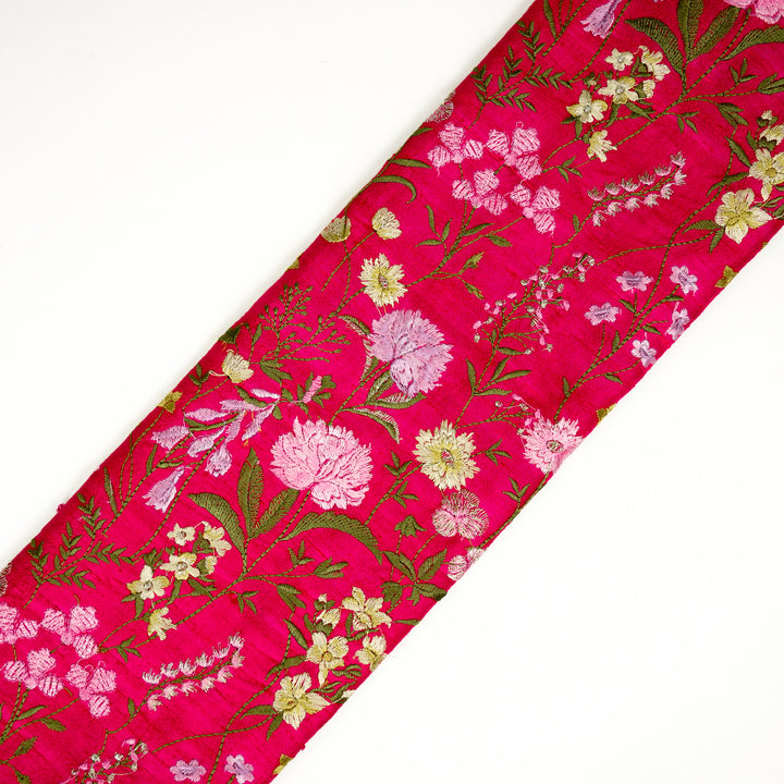 Mehvish Jaal on Fuxia Raw Silk Embroidered Fabric