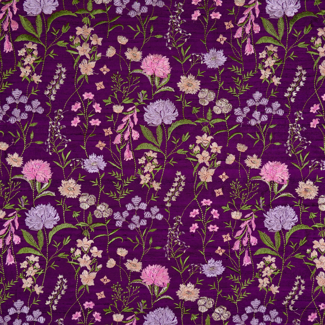 Mehvish Jaal on Purple Raw Silk Embroidered Fabric