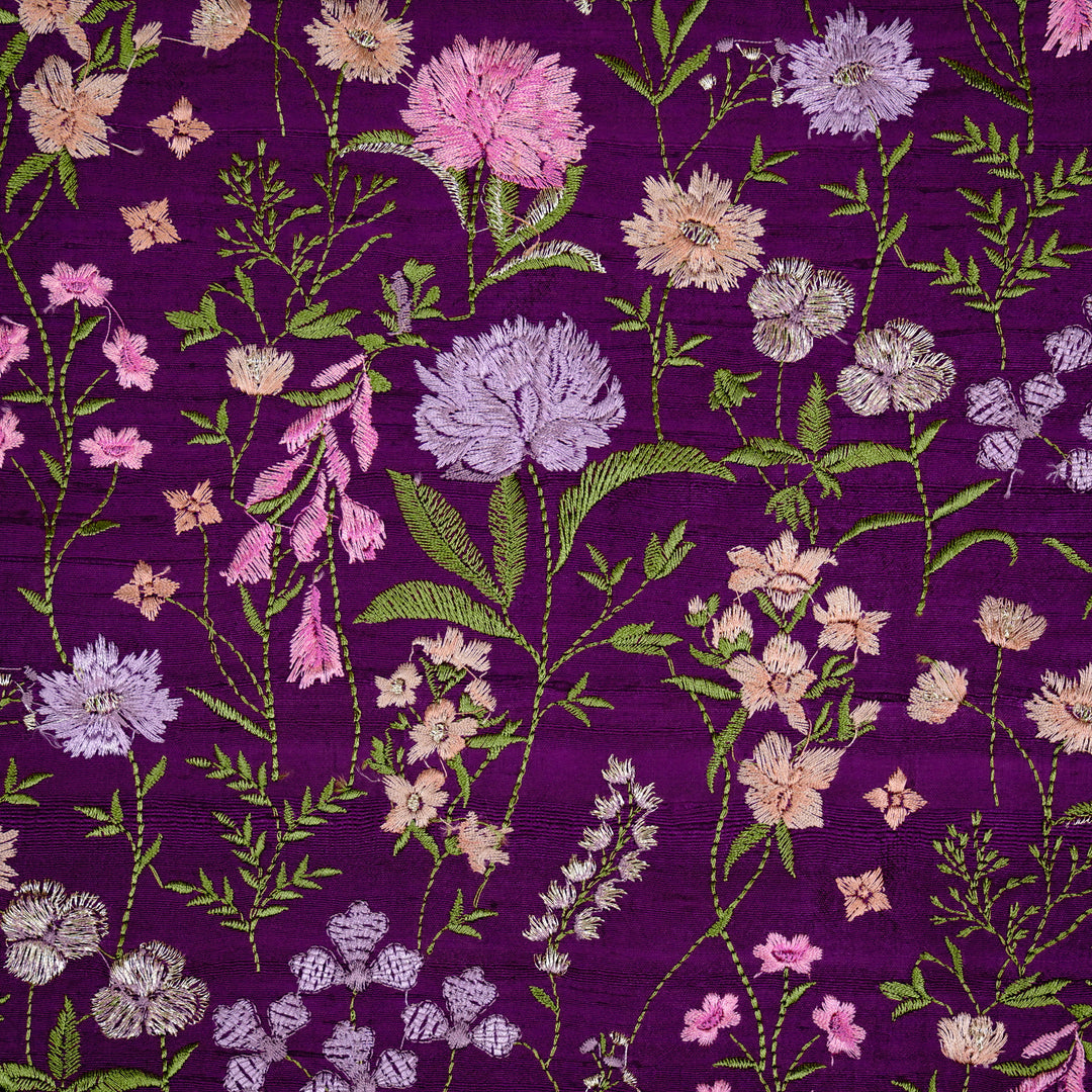Mehvish Jaal on Purple Raw Silk Embroidered Fabric