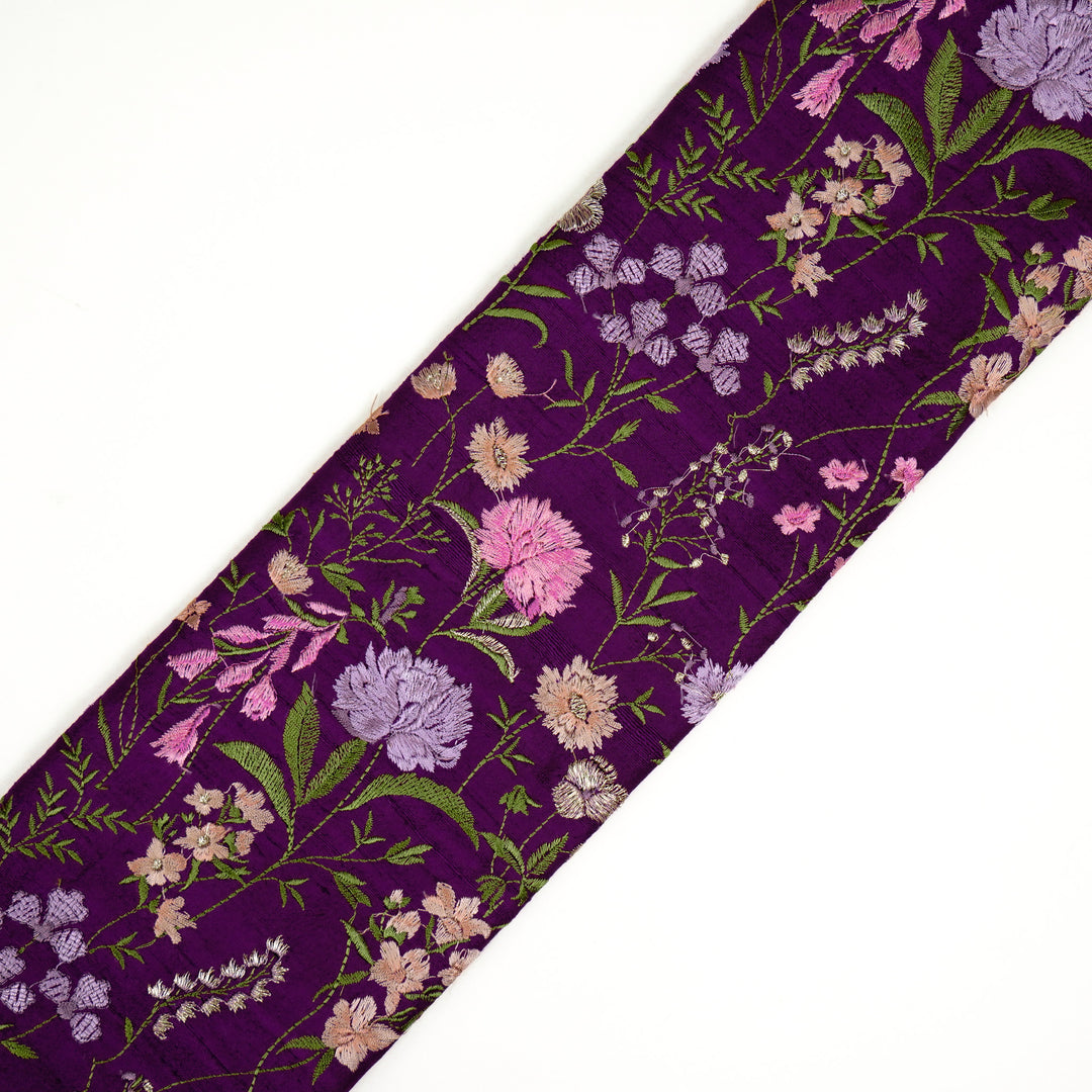 Mehvish Jaal on Purple Raw Silk Embroidered Fabric