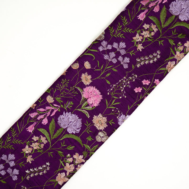 Mehvish Jaal on Purple Raw Silk Embroidered Fabric