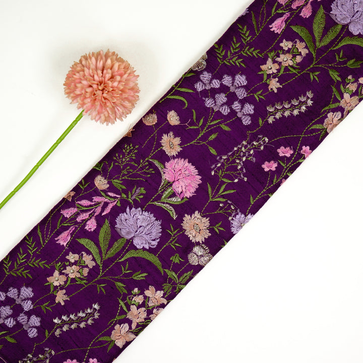 Mehvish Jaal on Purple Raw Silk Embroidered Fabric