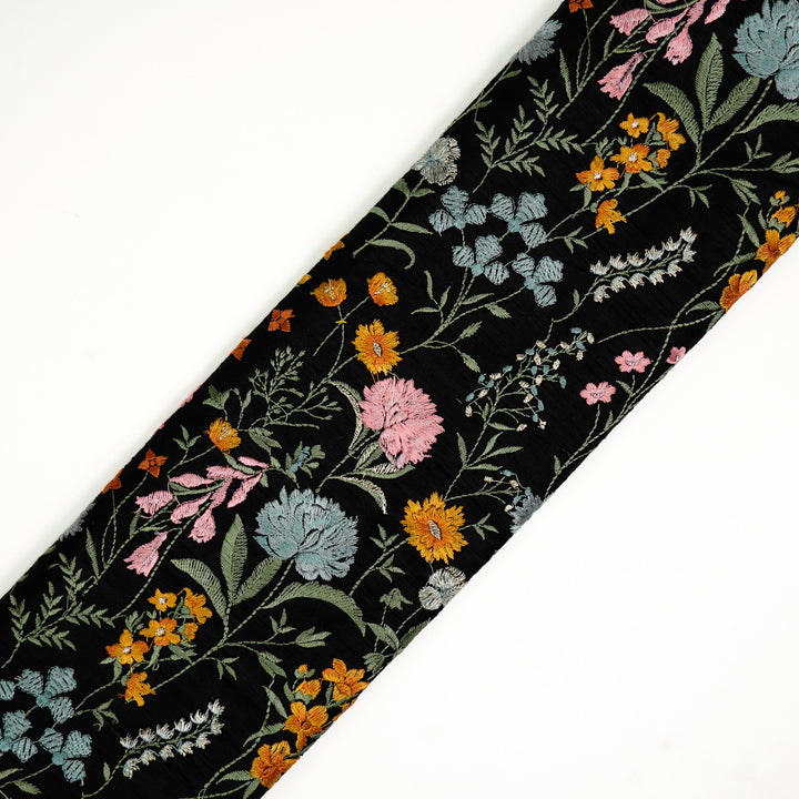 Mehvish Jaal on Black Raw Silk Embroidered Fabric