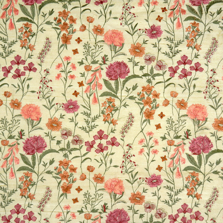Mehvish Jaal on Cream Raw Silk Embroidered Fabric