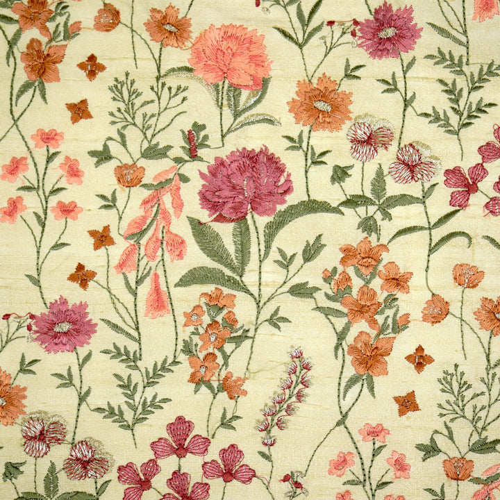 Mehvish Jaal on Cream Raw Silk Embroidered Fabric