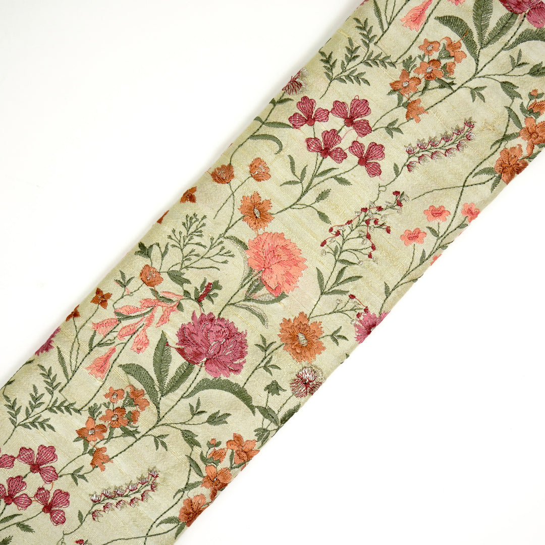 Mehvish Jaal on Cream Raw Silk Embroidered Fabric