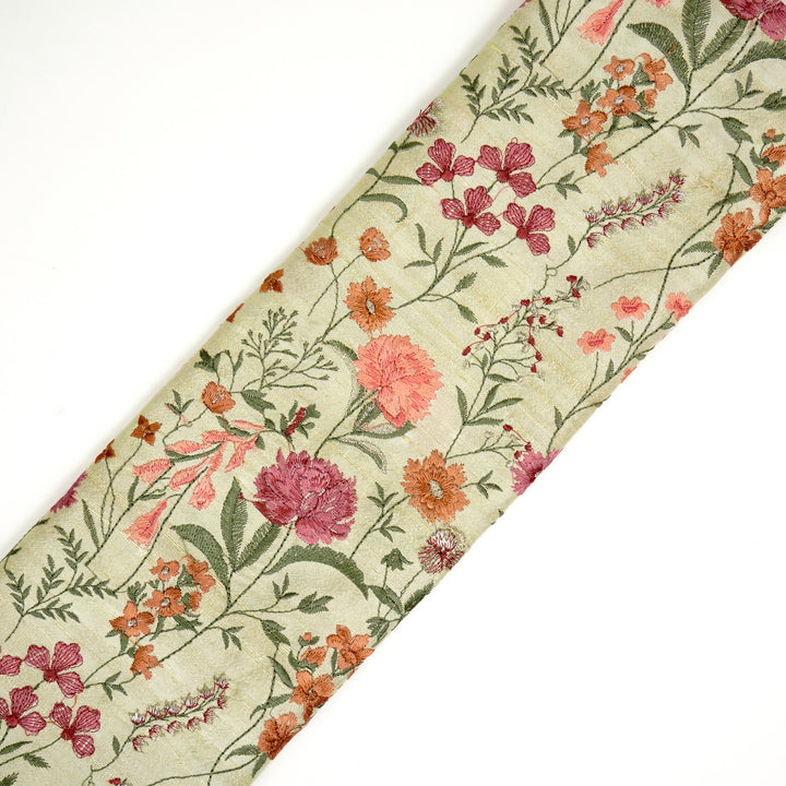 Mehvish Jaal on Cream Raw Silk Embroidered Fabric