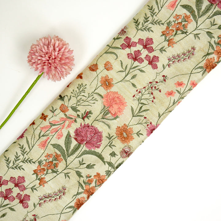 Mehvish Jaal on Cream Raw Silk Embroidered Fabric