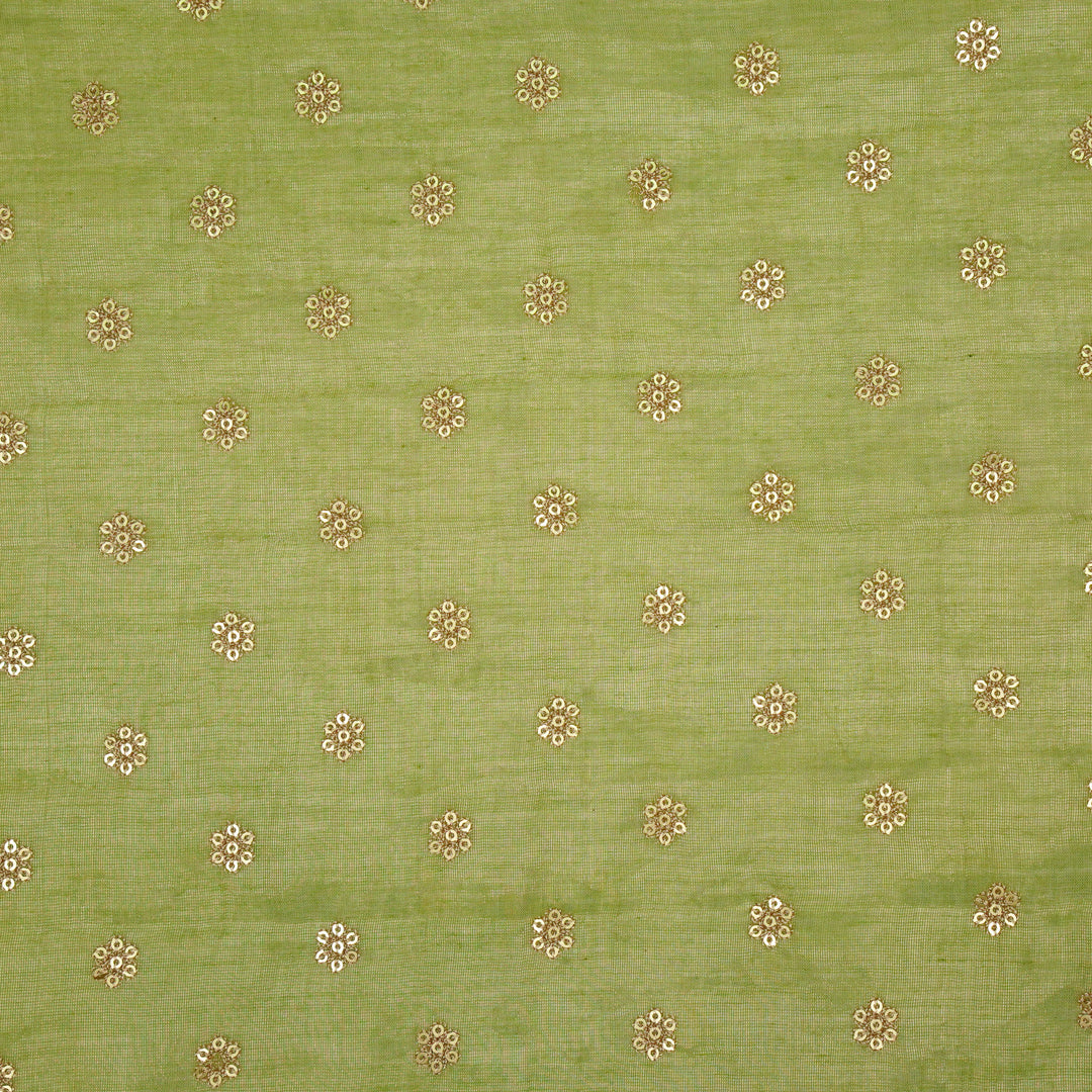 Sona Buti on Olive Tissue Embroidered Fabric