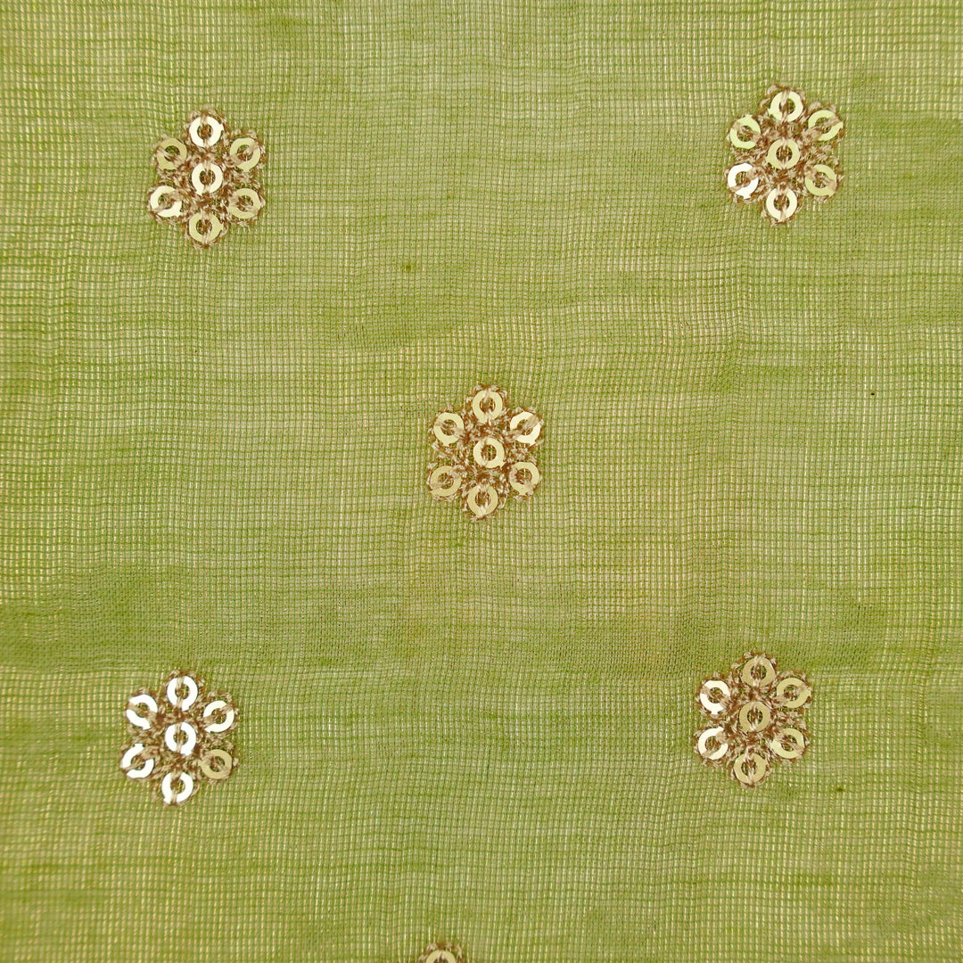 Sona Buti on Olive Tissue Embroidered Fabric
