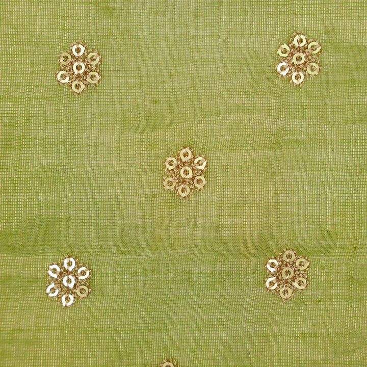 Sona Buti on Olive Tissue Embroidered Fabric