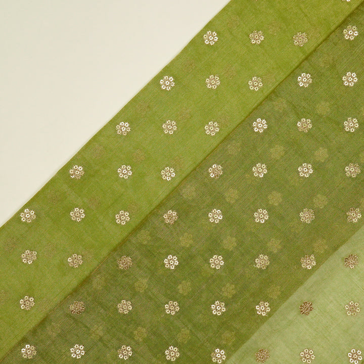 Sona Buti on Olive Tissue Embroidered Fabric
