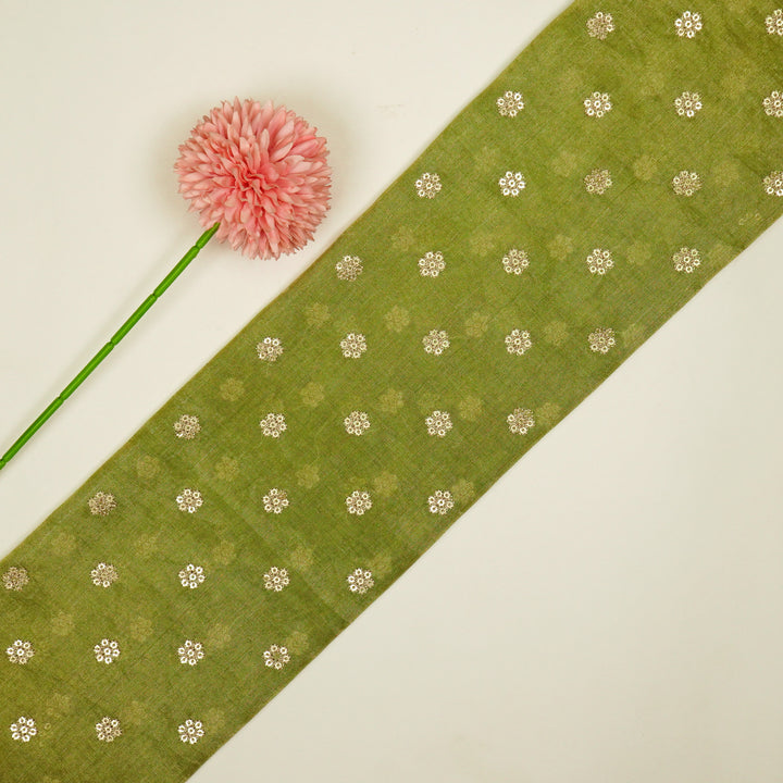 Sona Buti on Olive Tissue Embroidered Fabric