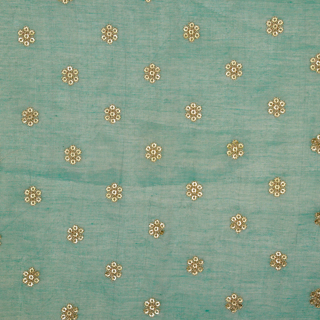 Sona Buti on Turquoise Tissue Embroidered Fabric