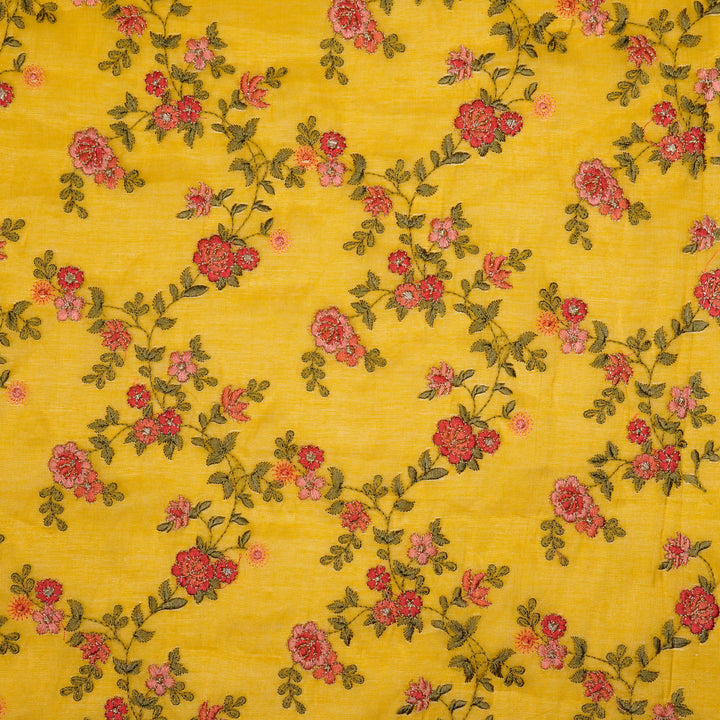 Wardiya Jaal on Gold Tissue Embroidered Fabric