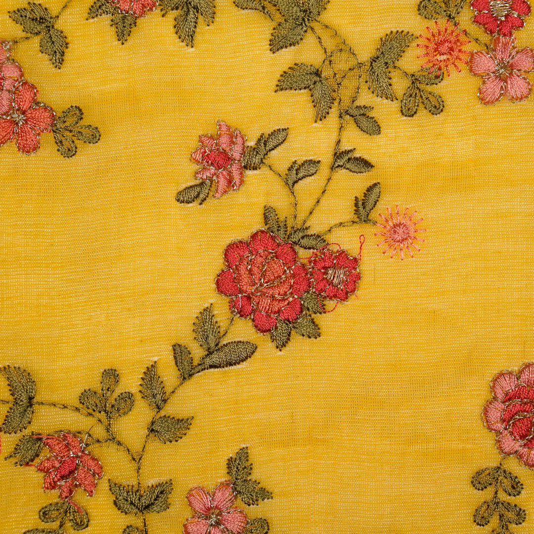 Wardiya Jaal on Gold Tissue Embroidered Fabric