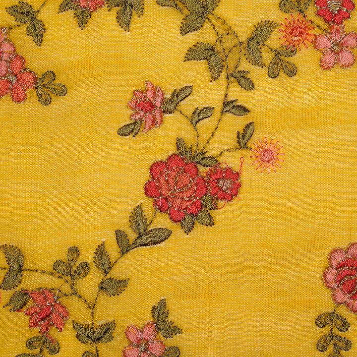 Wardiya Jaal on Gold Tissue Embroidered Fabric