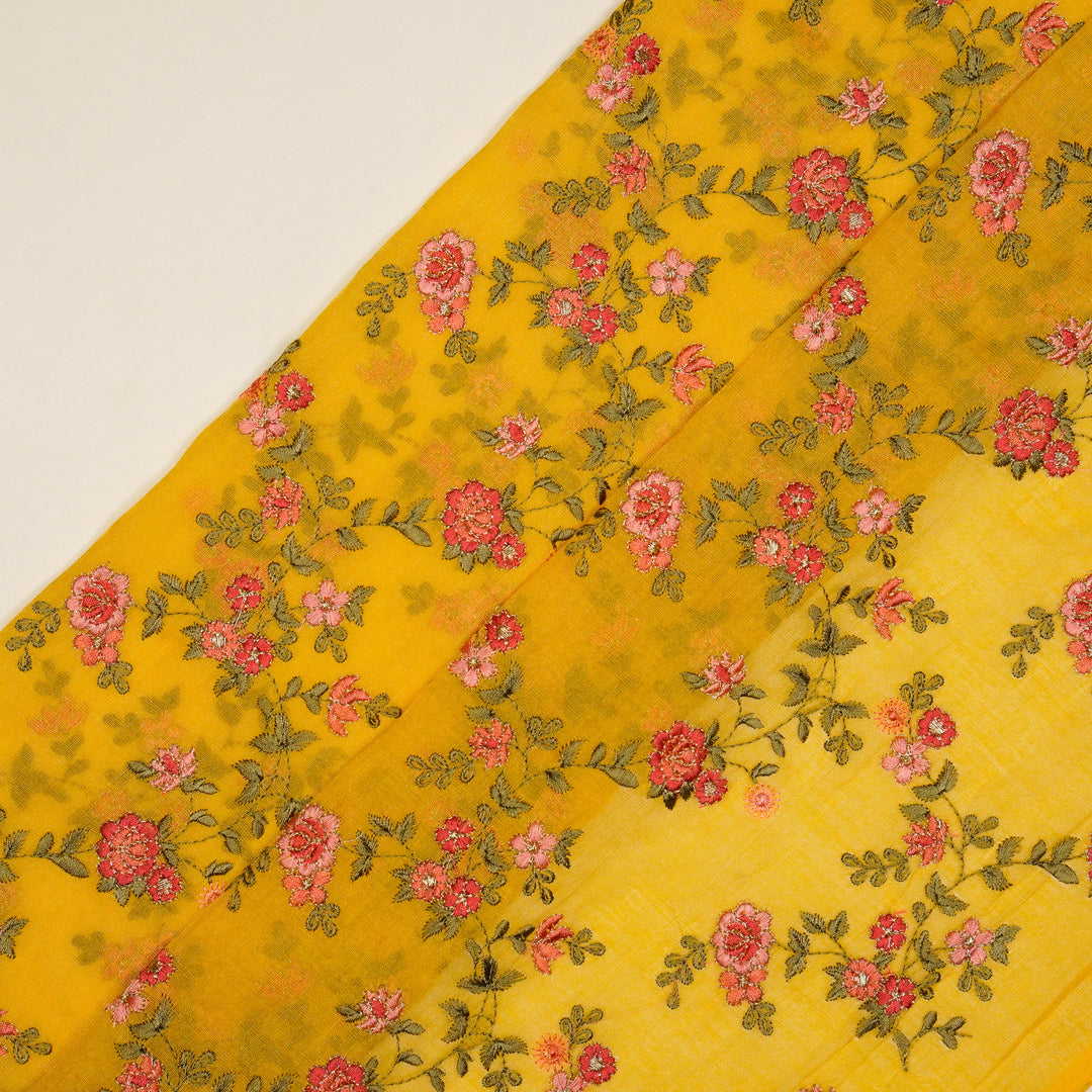 Wardiya Jaal on Gold Tissue Embroidered Fabric
