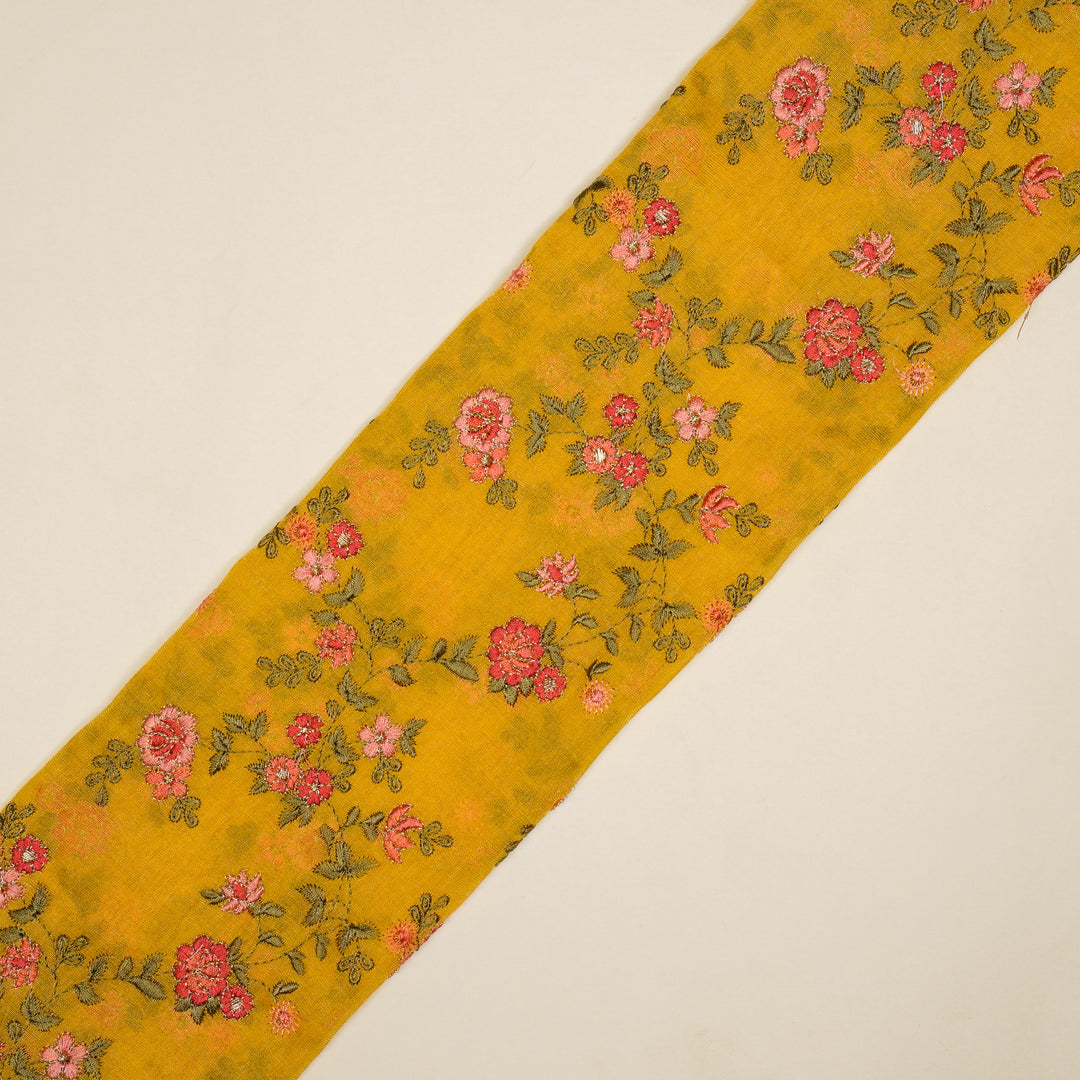 Wardiya Jaal on Gold Tissue Embroidered Fabric