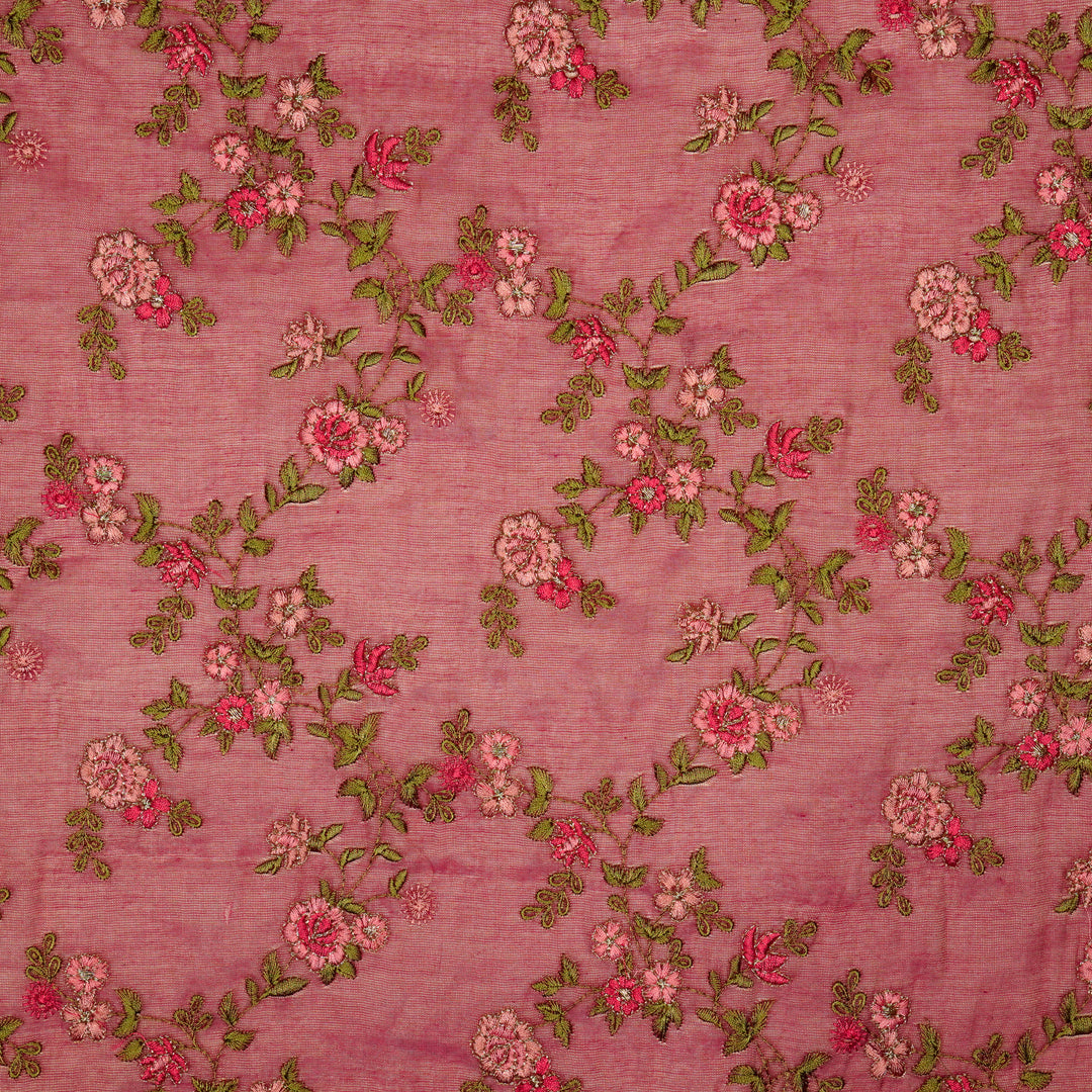 Wardiya Jaal on Fuxia Tissue Embroidered Fabric