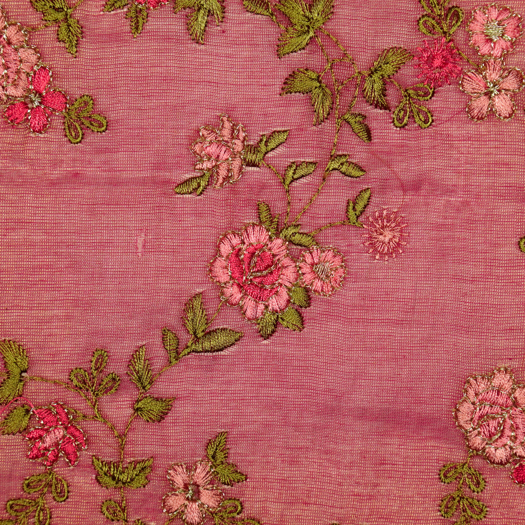 Wardiya Jaal on Fuxia Tissue Embroidered Fabric