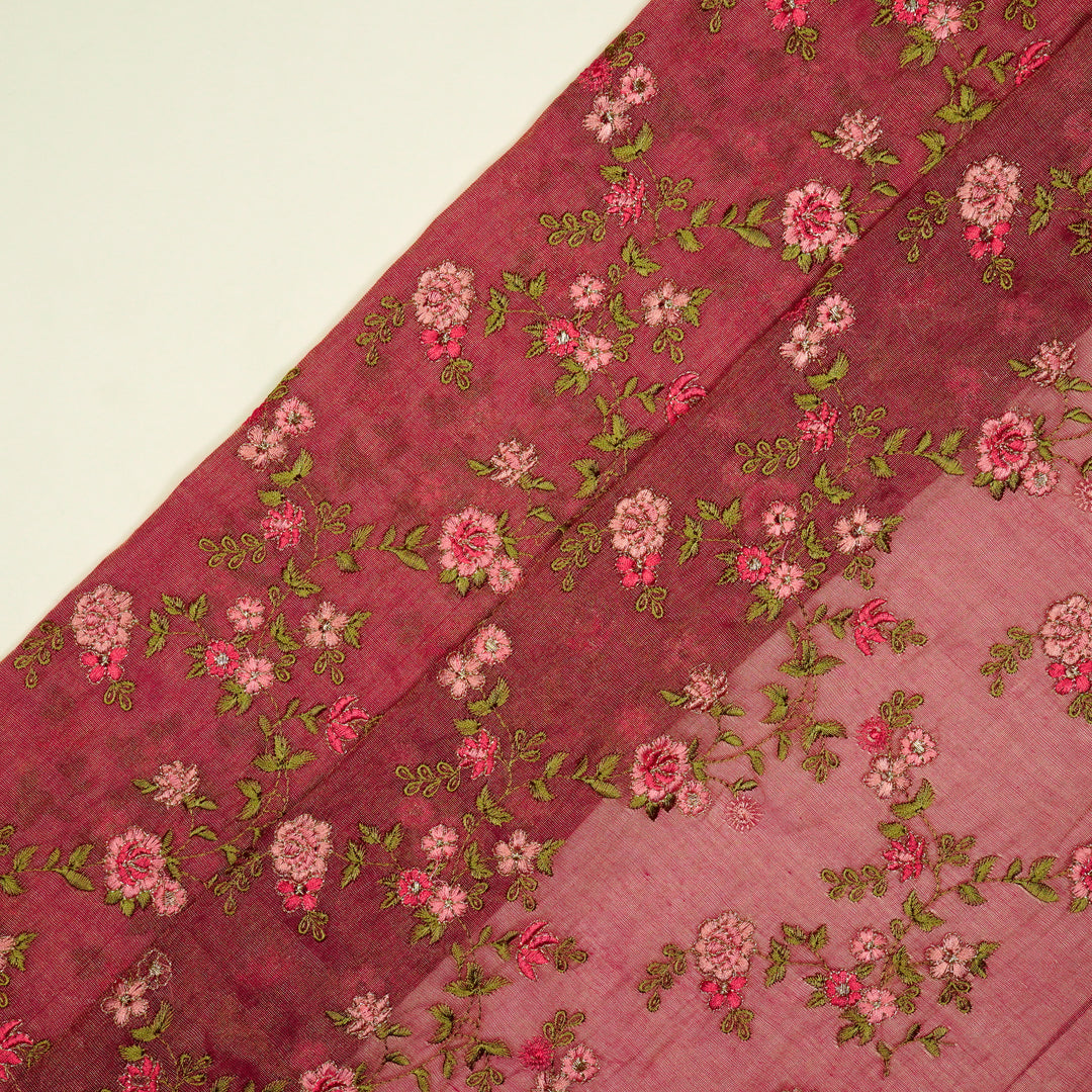 Wardiya Jaal on Fuxia Tissue Embroidered Fabric