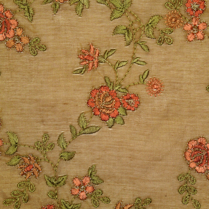 Wardiya Jaal on Mouse Tissue Embroidered Fabric