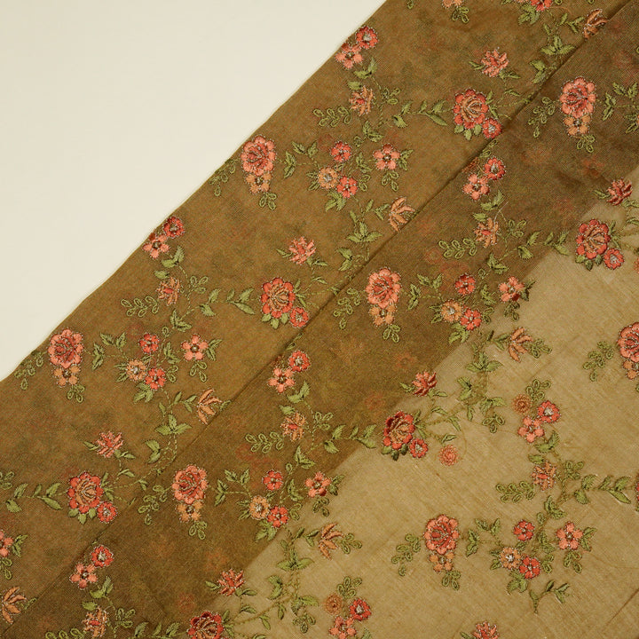 Wardiya Jaal on Mouse Tissue Embroidered Fabric