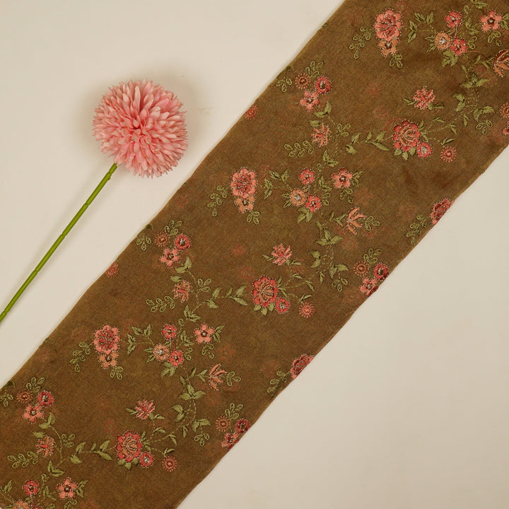 Wardiya Jaal on Mouse Tissue Embroidered Fabric