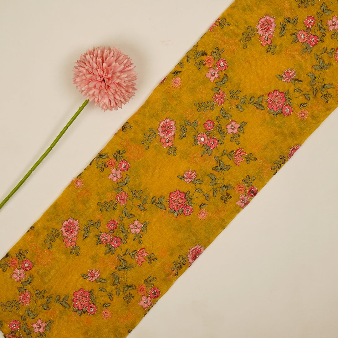 Wardiya Jaal on Gold Tissue Embroidered Fabric