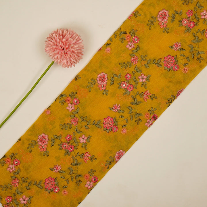 Wardiya Jaal on Gold Tissue Embroidered Fabric