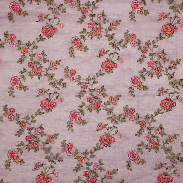 Wardiya Jaal on Mauve Tissue Embroidered Fabric